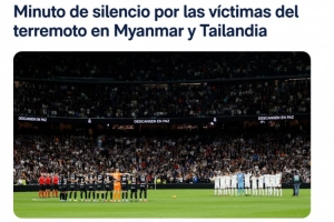 皇马、莱加内斯赛前列队为缅甸、泰国地震遇难者默哀